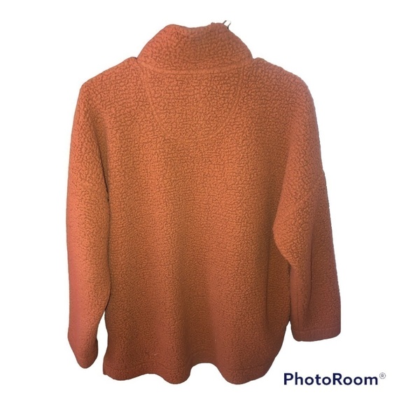 Aerie Oversized Cloud Sherpa Quarter Snap Pullover Brown Mustard - Picture 5 of 11